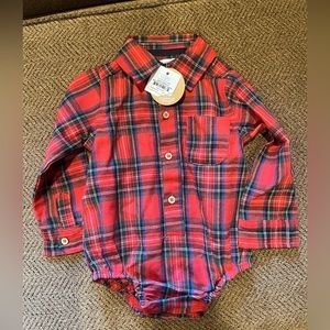 Mud Pie plaid onesie top 9-12 months